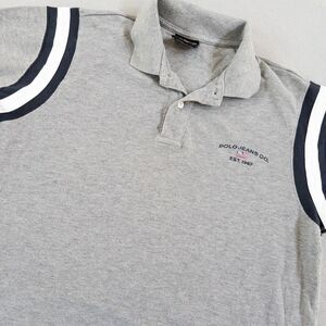 Polo Jeans Co Ralph Lauren Sz L (meas.)‎ Gray R.L. Athletic Rugby Polo Spellout
